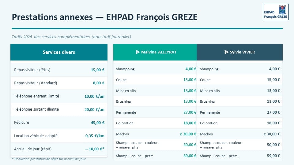 Prestations annexes